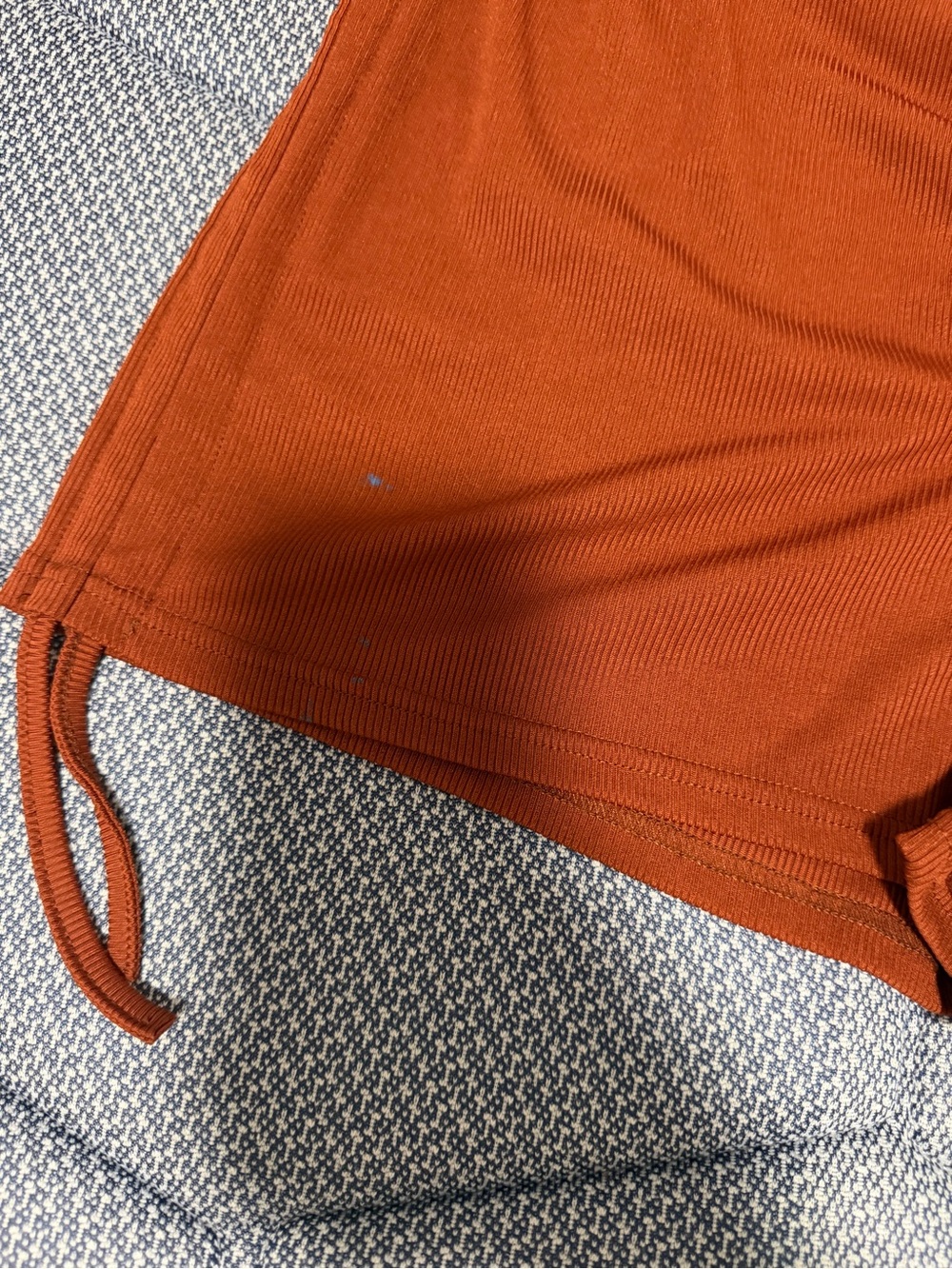 Women’s Rust Orange Ruched Side Shorts - Picture 2 of 5